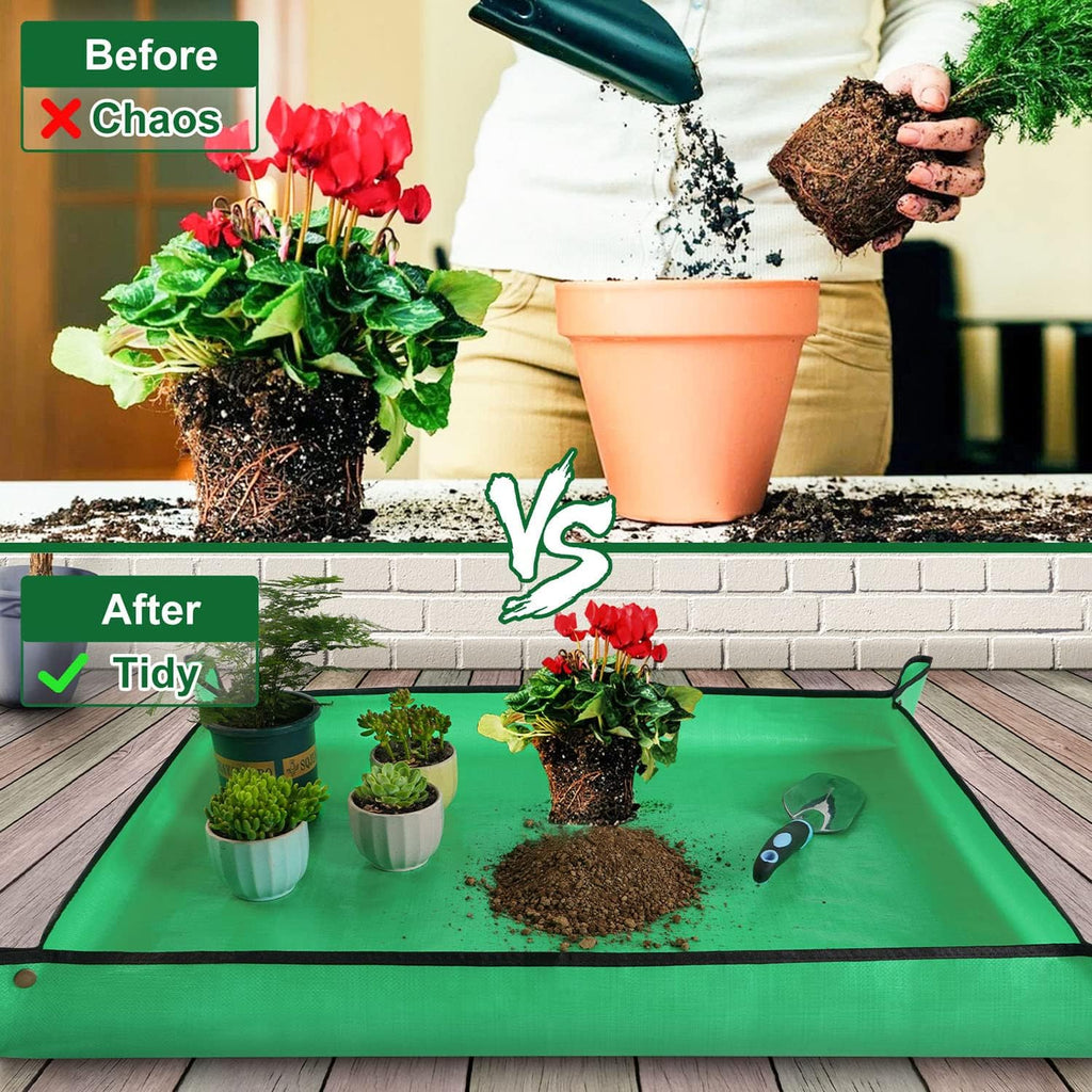 Extra Large Waterproof Potting Mat for Indoor Plants Transplanting and Dirt Control, Square Repotting Mat Portable Succulent Potting Tray Gardening Gift for Plant Lovers (39.5"x39.5")