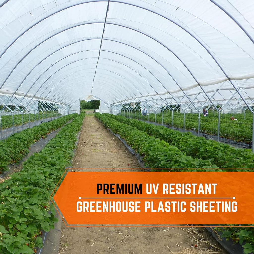 Farm Plastic Supply - Clear Greenhouse Plastic Sheeting - 6 mil - (25' x 9') - 4 Year UV Resistant Polyethylene Greenhouse Film, Hoop House Green House Cover for Gardening, Farming, Agriculture
