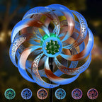 Wind Spinners Outdoor Clearance for Yard and Garden Metal Wind Spinners Outdoor 75 in Kinetic Art with Solar Powered Multi-Color Glass Ball Light for Backyard Lawn Decorations