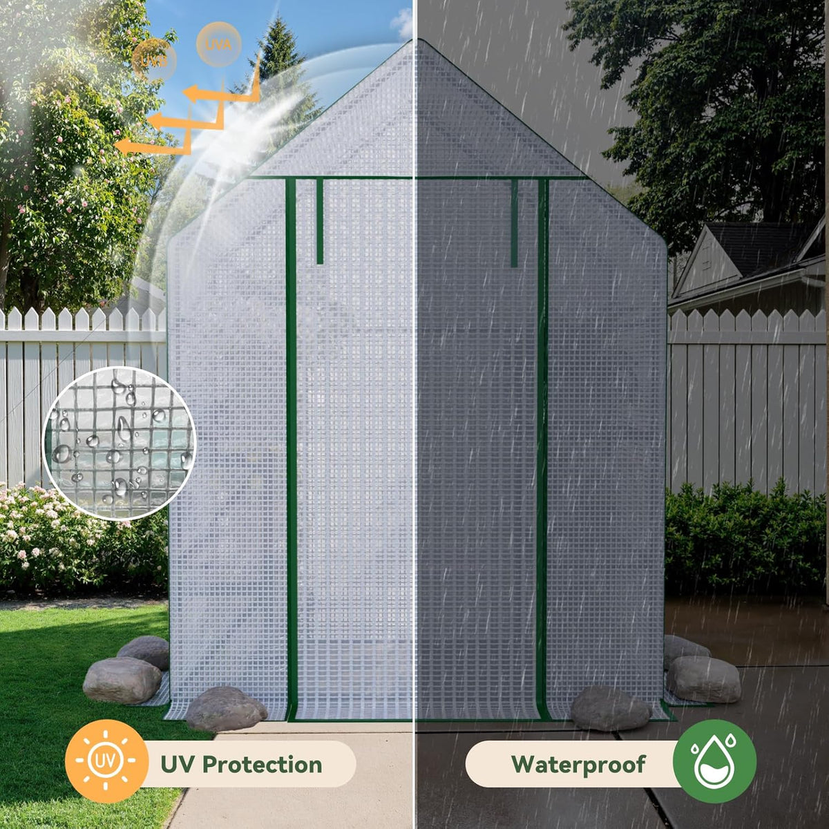 Greenhouse for Outdoors, Small Greenhouse, Walk-in Greenhouses with 3 Tiers 8 Shelves, PE Cover, Heavy Duty Plant Greenhouses for Garden and Backyard