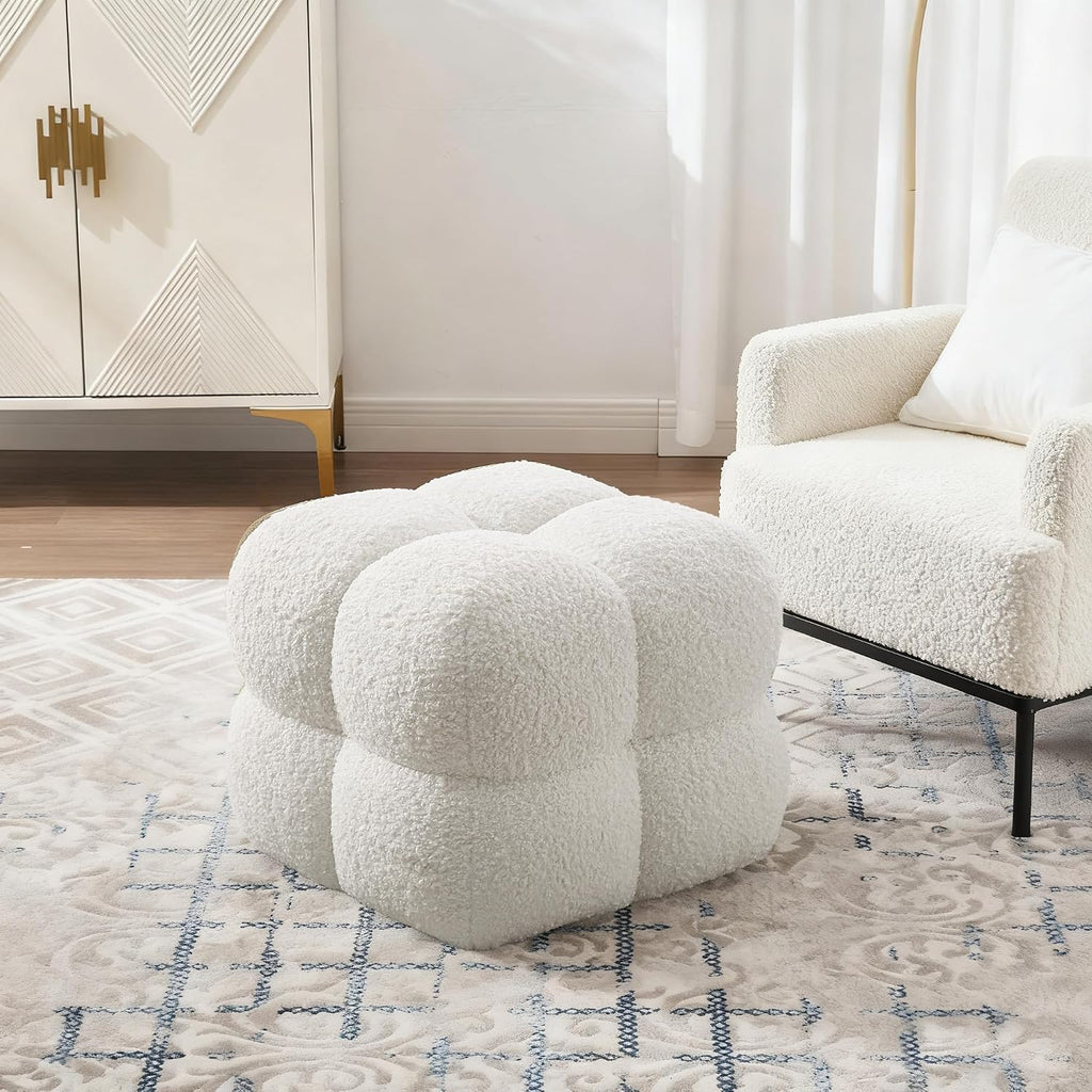 Zesthouse Square Pouf Ottoman Footstool, Modern Vanity Chair for Bedroom