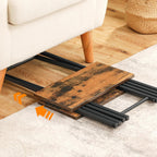 HOOBRO Folding TV Tray Table, Wooden TV Tray, Portable Sofa Side Table, Industrial Snack Table End Table for Small Spaces, Space-Saving, Easy to Install and Fold, Rustic Brown and Black BF27BZ01