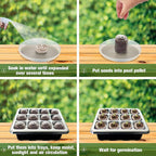 Halatool 4 Pack Seed Starter Tray with 50 PCS Peat Pellets, 48 Cells Black Seeding Starter Trays for Organic Seed Starter Soil Pods for Planting Vegetables Plants Flowers - Starting Seeds Kit