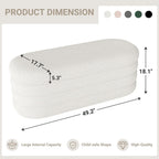 Busaurus Storage Ottoman Bench 49.2 Inch Upholstered Fabric Storage Bench for Bedroom End of Bed Aesthetic Large Oval Ottoman for Living Room Entryway (Ivory)
