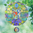 Wind Spinners - Hummingbird Wind Spinner for Yard and Garden, 12 Inches Large Metal Wind Sculptures, Decor for Home, Outside, Patio, Gifts for Mom, Daughter, Grandma's Birthday, Green Purple