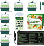Seedfactor 7-Pack Seed Starter Kit with Grow Light (12 Cells per Tray), Plant Germination Trays with Adjustable Humidity Dome Seed Trays Seedling Starter with Base Trays for Germination