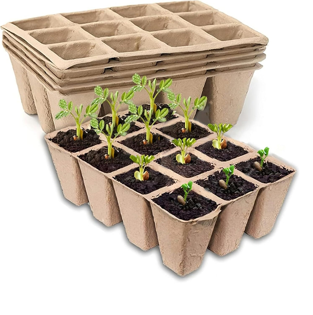 Seedling Starter Traysk,Biodegradable Seed Starter Trays for Seedlings,Eco-Friendly Peat Pots(60 Cells - 5 Pack)
