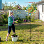 Metal Wind Spinner, 84 inch Large Outdoor Wind Spinners for Yard and Garden, Colorful Decor, Gift for Family Friends