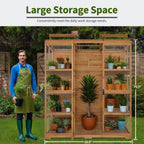 Macrout Wooden Walk-in Greenhouse with Acrylic Panels, Large Greenhouse Outdoor with Openable Roof Vents with Lockable Door, G976