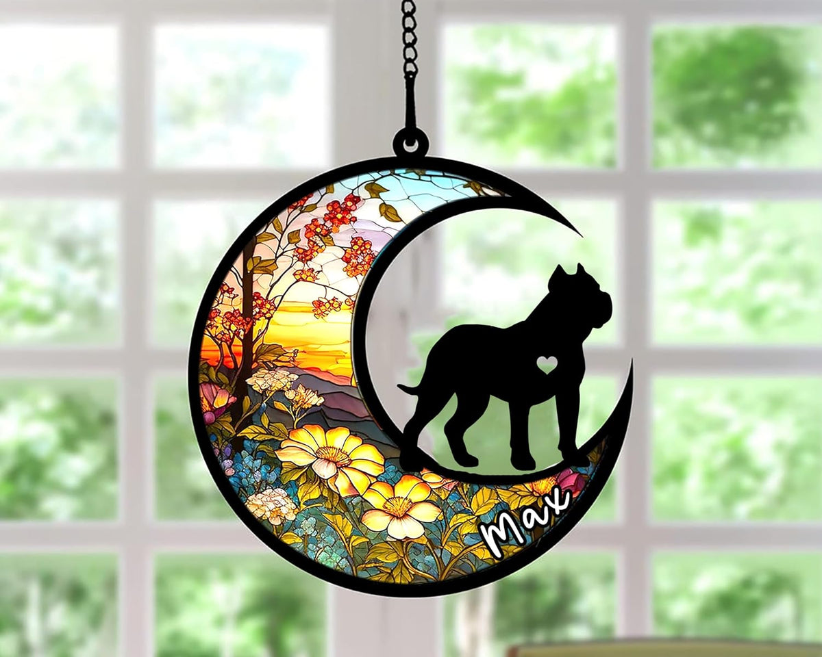 Personalized Dog Memorial, Custom Name Presa Canario Dog Christmas Ornament with Name, Custom Breeds, Pet Loss Light Catcher, Gifts for Lovers Loss of Pet Sympathy on Mothers Day Christmas