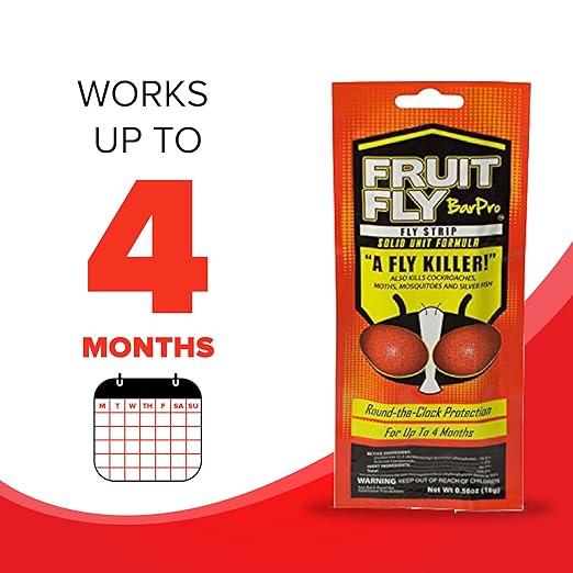 Fruit Fly BarPro – Vapor-Activated Insect Control Strip – Better Than Fruit Fly Traps – Kills Flies, Gnats, Roaches, Mosquitoes, and More – Odorless, 4 Month Protection