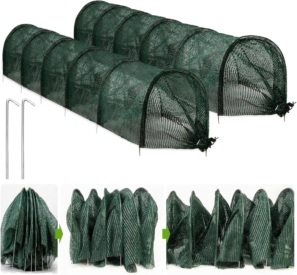 2 in 1 Portable Greenhouse Protection from Sun Heat,Garden Tunnel Shade Net Cover with Quick-Release Technology,Row Covers for Vegetables Plant Cover from Sun (Pack 2)
