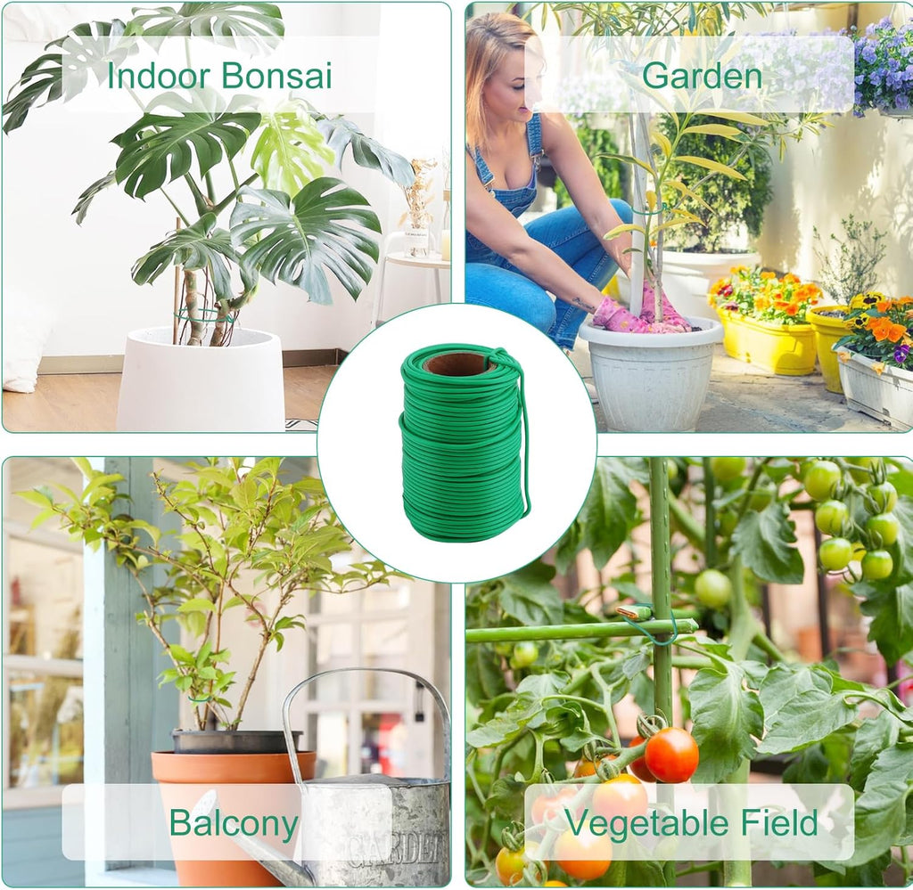 130 Feet Soft Plant Tie Green Twist Garden Ties for Plants Gardening Home Office Organization TPR Garden Ties Supplies with 2.5mm Diameter