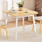 HOOBRO Bamboo Dining Table, Square Dining Table for 2, 27.6" Kitchen Table for Small Space, Writing Table, Easy to Assemble, for Dining Room, Living Room, Office, Kitchen, Natural and White YW70CZ01G1