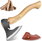 Tivoli Camping Hatchet Axe with Sheath – 16.5" High Carbon Steel Axe with Beech Wood Handle – Bushcraft Hatchet & Wood Splitting Axes for Gardening, Carving, Outdoor Adventures – Gift for Men