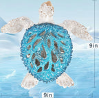 VVGIFTS Ocean Decor Sea Turtle Coral Reef Home Office Decor Sculpture Beach Coastal Tabletop Shelf Collection (Blue)