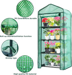 Mini Greenhouse for Indoor Outdoor,Plant Green House 4-Tier Rack Stand Portable Greenhouses with Durable PE Cover for Seedling, 2.5x1.6x5.2 FT Ideal Gardening Gifts for Women Men(PLGH704G)