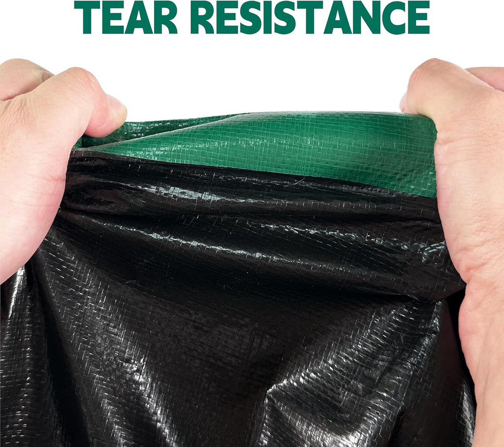 Tarp 20x40 ft Heavy Duty 100% Waterproof 10mil,UV Resistant,Durable Grommets and Reinforced Edges Green/Black Tarp for Camping, Swimming Pools,Car Coverage -by MVPNET