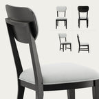 COLAMY Solid Wood Dining Chairs Set of 6, Mid Century Modern Upholstered Kitchen Chairs with 3.3" Thick Cushion, Farmhouse Dining Room Chairs with Level Legs & Wire-Brushed Finish, Black