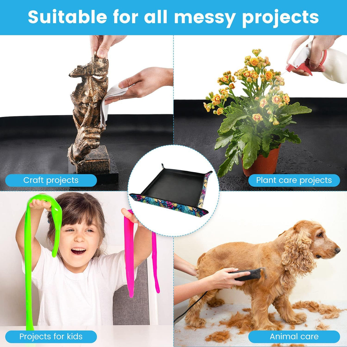 3PCS 29.5" x 29.5" Repotting mat for House Plant Care and Dirt Spill Control Portable Potting Tray