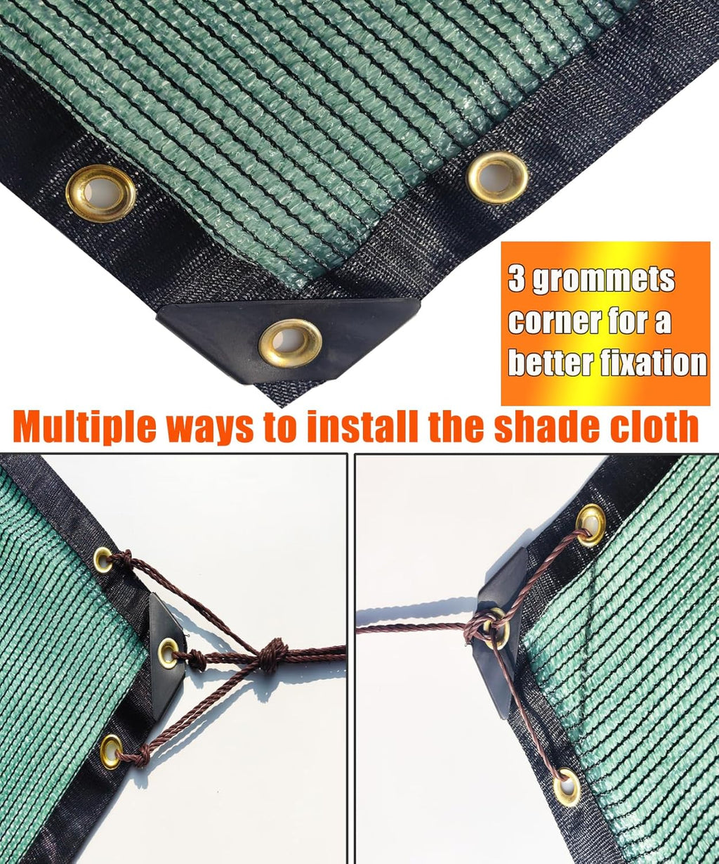 E.share 70% Shade Cloth for Garden, 20 Ft X 48 Ft Sun Shades Outdoor Patio with Grommets for Plant Covers,Porch Screen,Pergola Shade Cover,Greenhouse,Green