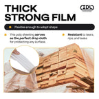 Plastic Sheeting 4 mil, 8' x 50' (400 sq.ft.), Pack of 6 - Thick Semi-Clear Plastic Sheeting for Construction, Painting, Drop Cloth, Slide&Slip - Heavy Duty LDPE Film Roll by IDL Packaging