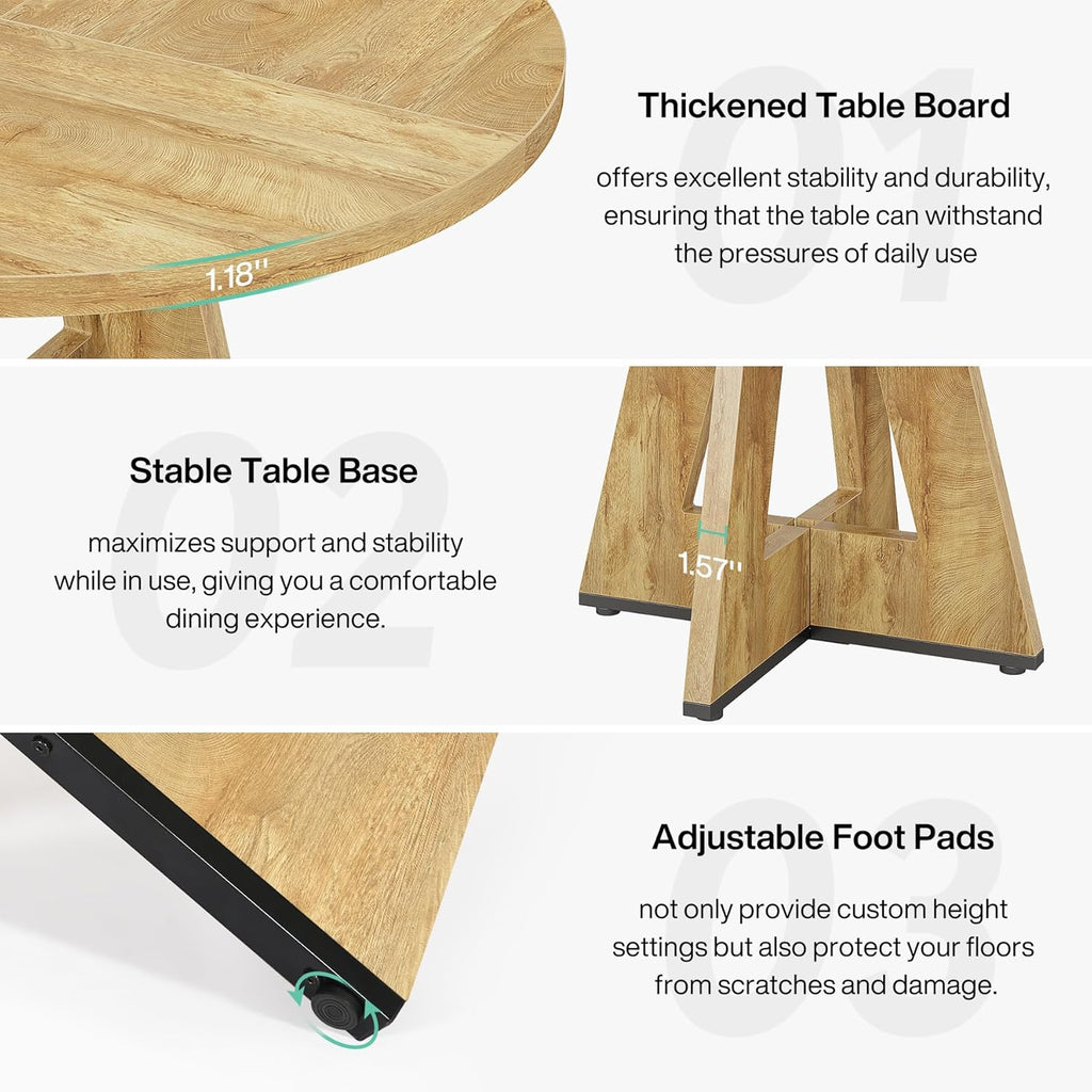 Tribesigns 47 inch Round Dining Table Wood Kitchen Table for Dining Room, 47" Dinner Room Tables for 4-6, Farmhouse Accent Furniture with Wooden Tabletop and Cross Base, Light Wood