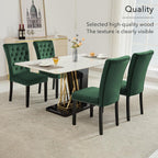 adochr Velvet Dining Chairs Set of 2, Parsons Kitchen Chair, Green | Wooden Legs & Nailed Trim, Upholstered Dining Room Chairs 350 LBS Capacity