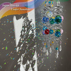 FONMY Butterfly Sun Catcher Gazing Ball Wind Spinner Rainbow Maker Silver Spiral W/ K9 Blue Crystal Ball Christmas Gfit Tree Hanging Ornament Indoor Outdoor Garden Decor. 19.5inch H