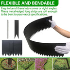 Metal Landscape Edging 6 Pack 40" L x 10" H,Galvanized Bendable Metal Garden Edging,Hammer- in Steel Landscape Edging with a Pair of Gloves and 7 Clips,Black (20 FT Total)