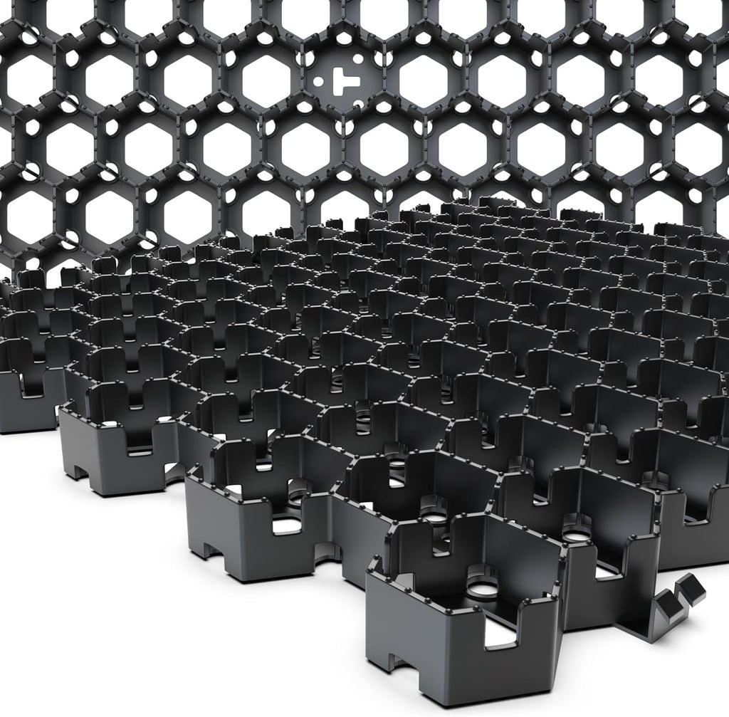 Standartpark Vodaland Permeable Pavers - HexPave Grass & Gravel Permeable Paver System - 100% Recycled PPE Plastic Pavers, Handles 27,000 lbs, 1" Depth, 1450 s.f / 488 Units