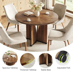 LITTLE TREE 39-Inch Round Dining Table for 4, Rustic Kitchen Table with X-Shaped Stable Pedestal, Farmhouse Dinner Table for Dining Room, Living Room, Dark Brown