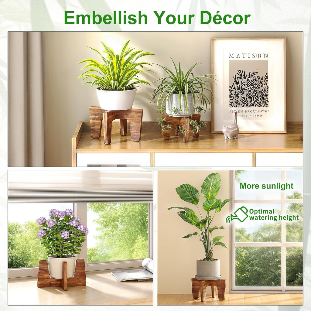 Plant Stand Indoor Outdoor, Plant Holder Sturdy Single Flower Pot Stand Planter Stand Stool Display Decorative for Desktop Counter Room (Brown 10")