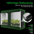 MELONFARM 4x8 Grow Tent, 96"x48"x80" High Reflective 600D Diamond Mylar Canvas with Observation Window and Floor Tray for Hydroponic Indoor Plant Growing
