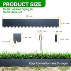Metal Landscape Edging 6 Pack 40" L x 6" H,Galvanized Bendable Metal Garden Edging,Hammer- in Steel Landscape Edging with a Pair of Gloves and 7 Clips,Navy Blue (20 FT Total)