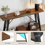 GAZHOME Console Table with Storage Shelf - Industrial Style Sofa Table Behind Couch for Living Room & Entryway, Rustic Brown,53.1 Inch