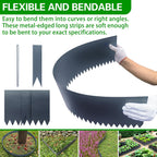 Metal Landscape Edging 6 Pack 40" L x 6" H,Galvanized Bendable Metal Garden Edging,Hammer- in Steel Landscape Edging with a Pair of Gloves and 7 Clips,Navy Blue (20 FT Total)