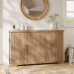 Memobarco Fluted Buffet Cabinet with Storage Accent Sideboard,Modern Credenza with 4 Doors & Adjustable Shelves,Wood Coffee Bar Table Console for Dining Room Kitchen Living Room Entryway,Natural Oak