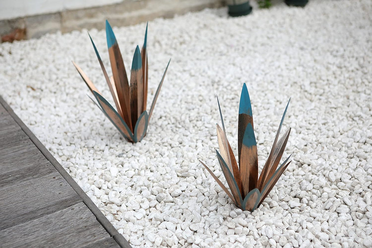Homight Metal Agave Plants Outdoor Decor Mexican Yard Art Plants Garden Decor for Outside Metal Art Flowers Gifts for Butterflies Bees Birds for Gifts (1 Big)