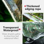 10' X 10' Clear Vinyl Tarp, 14 Mil Clear Tarps Heavy Duty Water Resistant, 400g/m² Thickened Tear Resistant with Metal Grommets, for Patio Porch and Garden Chicken Coop