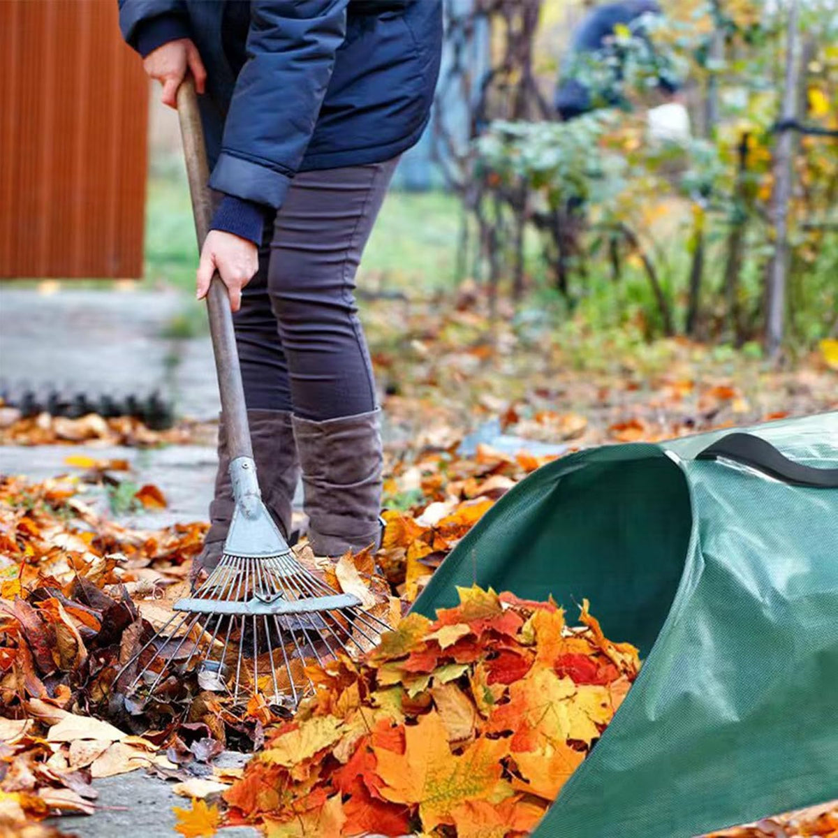 Leaf collector,Heavy leaf pick up tools,Foldable yard waste bag,Large Yard Dustpan-Type Leaf Bags,Reusable Lawn and Leaf Garden Bag with Reinforced Carry Handles (200L)