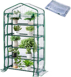 DECOHS Extra Wide 5 Tier Greenhouse Replacement Cover- 75 x 40 x 19 Inch Clear PVC Plant Gardening Greenhouse Cover with Roll-Up Zipper Door for Gardening Plants Flowers (Frame Not Include)