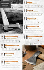 1844 Helko Werk Germany Traditional Rheinland - Made in Germany Compact Lightweight Axe for Backpacking Camping Long Hatchet - Head 1.5 lbs, Handle 20 in. (Rheinland Pack Axe) #11327