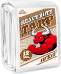 Tarp 10x15 ft Heavy Duty 12mil 100% Waterproof High Durability Multipurpose,Uv Resistant,White Tarp Suitable for Swimming Pools, Boats, Camping, Courtyards, Etc -by MVPNET