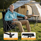 Northroad Folding Camping Chairs with Canopy Shade, Beach Chair w/Cup Holders, Armrests & Carry Bag for Outdoors Travel Sports Fishing, Black