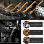 1844 Helko Werk Germany Traditional Spaltaxt - German Splitting Axe, Made in Germany Wood Splitter and Wood Splitting Axe Midsize Medium Splitting Axe - Head 4.5 lbs, Handle 28 in. (Spaltaxt) #13582