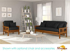 Stanford Futon Set - Full Size, Frame, 8" Mattress, Twill Black Cover