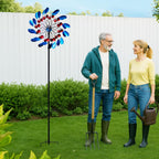 Solar Wind Spinners Outdoor, Colorful Large Garden Wind Spinners with Stake, Lawn Decor Windmill for Yard, Patio, Backyard (24'' W x 88'' H)