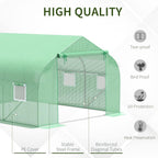 Outsunny 12' x 10' x 7' Outdoor Walk-in Greenhouse, Tunnel Green House with Roll-up Windows, Zippered Door, PE Cover, Heavy Duty Steel Frame, Green