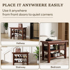 SShoe Rack Bench Mid Century Modern 2-Tier Shoe Rack Organizer for Entryway Hallway or Living Room Farmhouse Rustic Wooden Seat Bench Brown 11.8" Dx31.5 Wx16.5 H